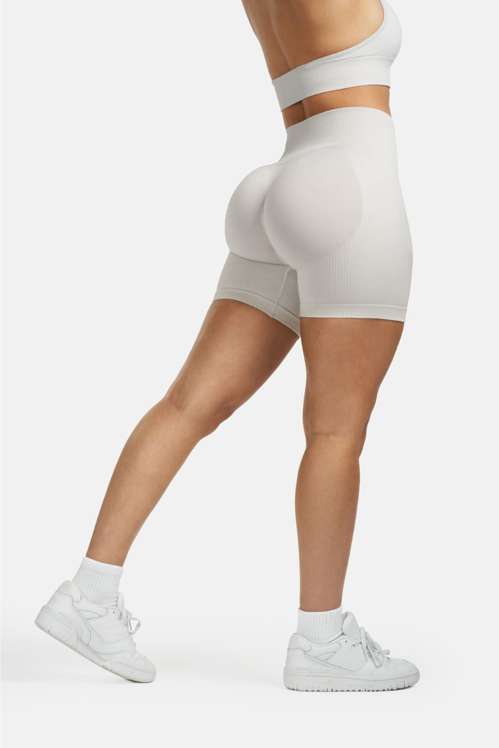 Seamless Sculpt Ribbed Contour Shorts – Stone Grey
