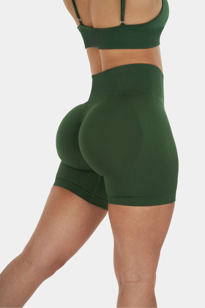 Seamless Sculpt Ribbed Contour Shorts – Palm Green