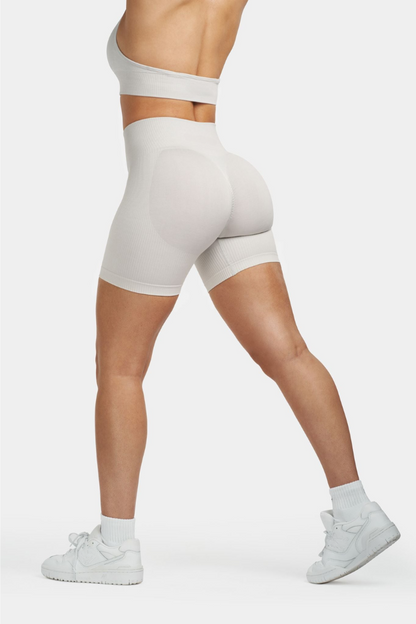 Seamless Sculpt Ribbed Contour Shorts – Stone Grey