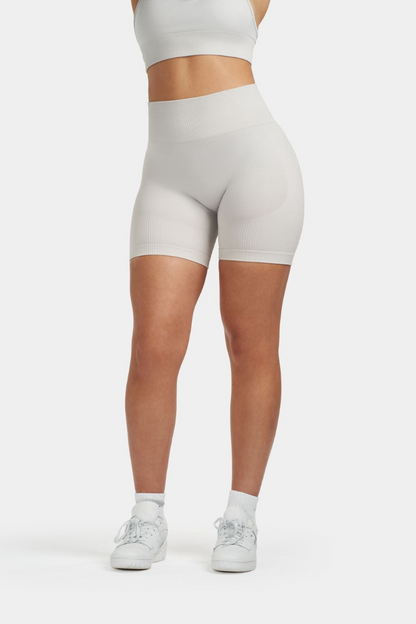Seamless Sculpt Ribbed Contour Shorts – Stone Grey