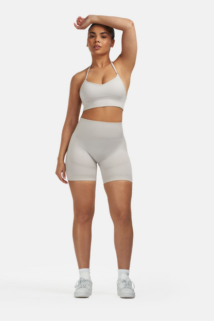 Seamless Sculpt Ribbed Contour Shorts – Stone Grey