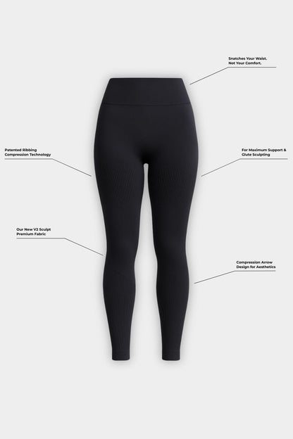 SculptV2 Ribbed Contour Leggings - Charcoal Grey