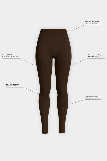 SculptV2 Ribbed Contour Leggings - Bourbon Brown